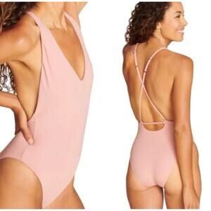 Andie Swim x Claire The Straddie One Piece in Lily Pink Women's Size Large NWT